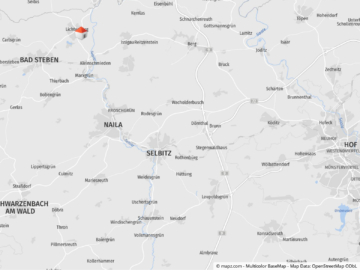 Kartenausschnitt - Entwicklungsfläche im Frankenwald: 33.621 m² mit 78 Parzellen – direkt am Frankenwaldsee / Seebühne