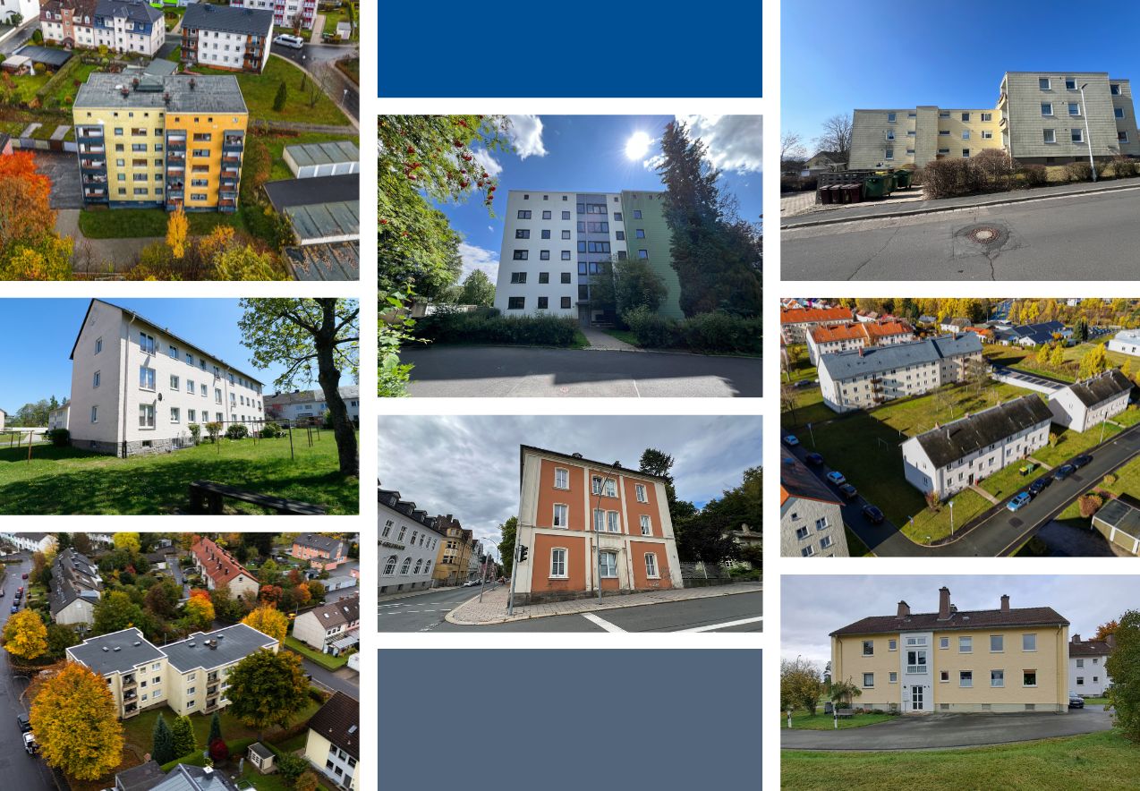 Collage_Immo-Paket - Attraktives Investment in Oberfranken: Wohnimmobilien-Portfolio mit 241 Einheiten an vier Standorten