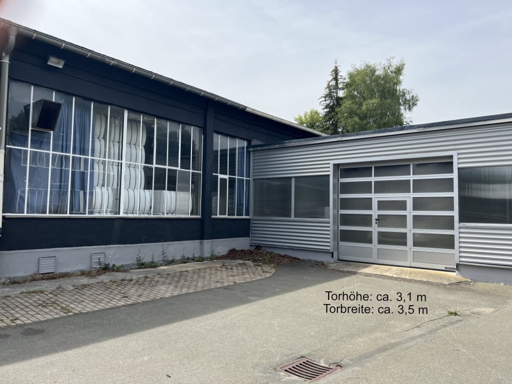 Außenansicht - Lagerhalle/Werkstatt (ca. 380 m²) – zentrumsnahes Gewerbegebiet in Hof – Kurzzeit-Anmietung möglich