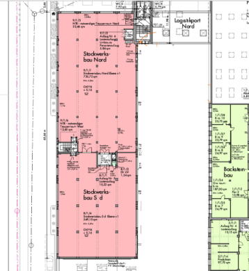 Grundriss Ebene +1 Lager - Großzügige Lagerfläche mit Lastenaufzug im 1. OG insgesamt ca. 1.284 m² in Schwarzenbach/Saale – LKW-Zufahrt auf dem Areal – verkehrsgünstige Lage