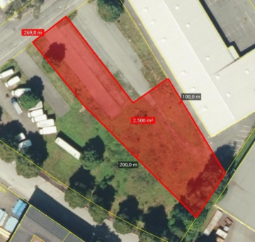 Lageplan - Bebaubar, ebenerdig und erschlossen: Zentral gelegenes Grundstück im Industriegebiet
