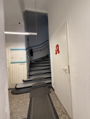 Treppenhaus EG - Historisches Stadthaus mit Wohn- & Gewerbeflächen in zentralster Lage von Hof – Denkmalgeschützt