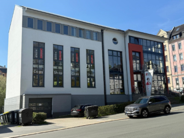 Exklusive Gewerbeimmobilie in Top-Lage – Verkaufs-/Büroflächen & Betriebswohnung – modern & hell, architektonisch wertvoll, 08523 Plauen, Bürohaus