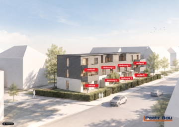 Nummerrierung Wohnungen - Neubaueigentumswohnung – Maisonette – ca. 104 m² Wohnfläche – Dachterrasse – 2 PKW-Stellplätze