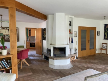 Wohnbereich mit Kamin - EFH mit viel Platz – bis zu 4 Kinderzimmer möglich – WF ca. 215 m² – Grst. ca. 910 m² – Doppelgarage – Hof/Saale